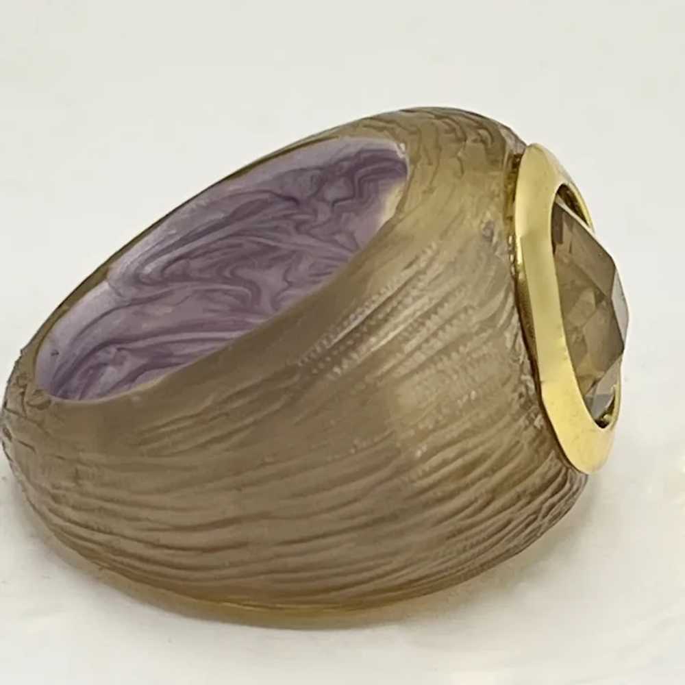 Alexis Bittar Gold Color Carved Lucite Ring with … - image 4