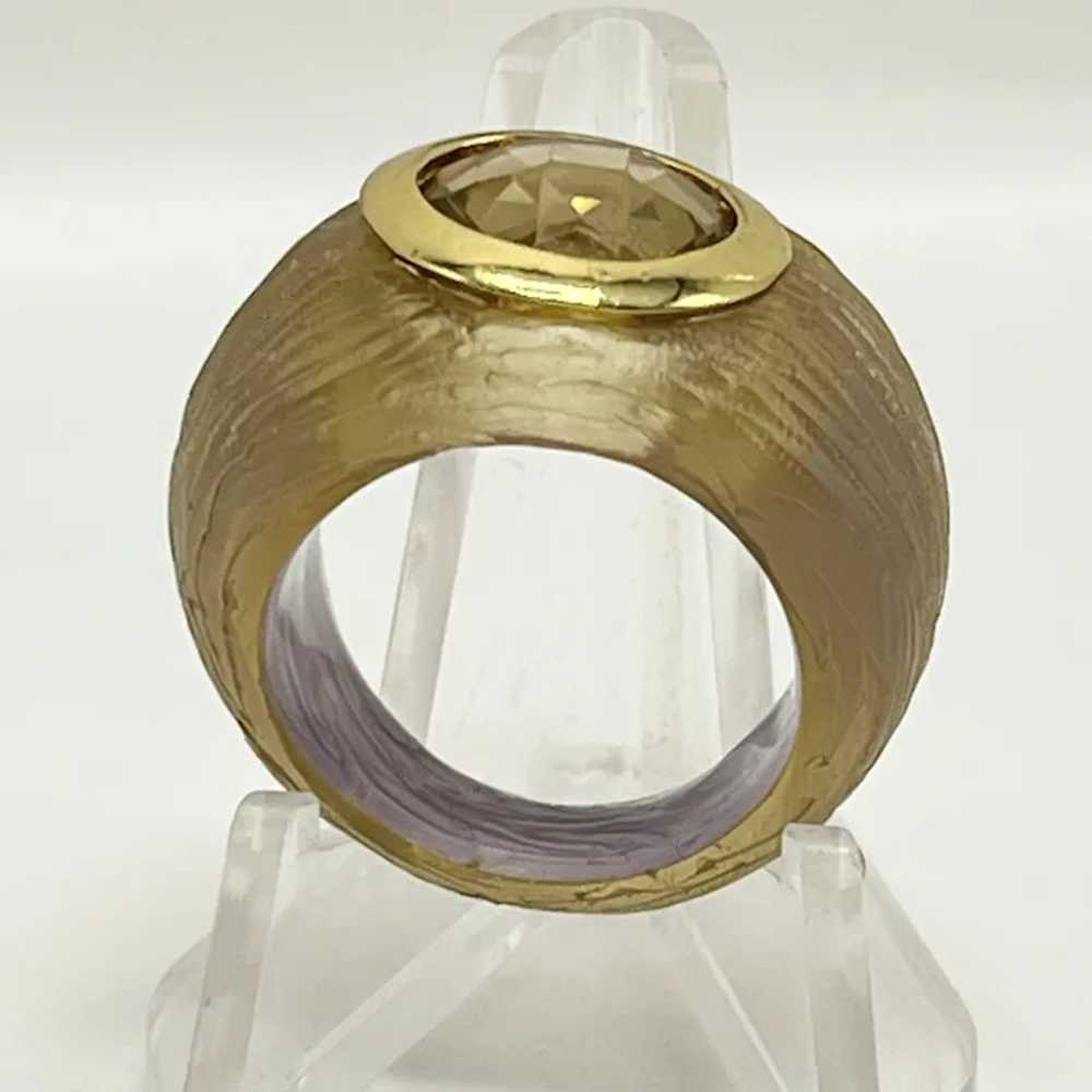 Alexis Bittar Gold Color Carved Lucite Ring with … - image 5