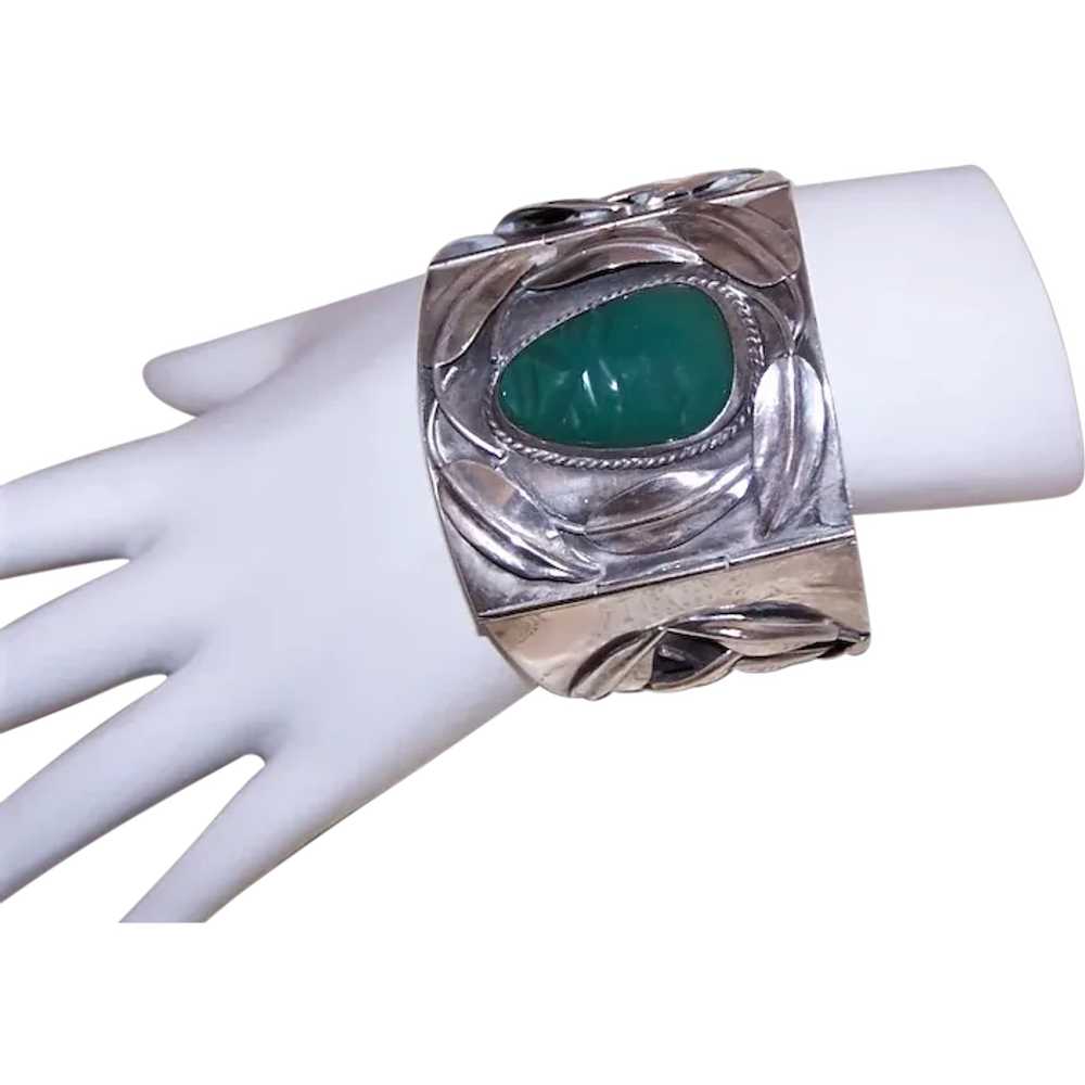 Made in Mexico Mexican Sterling Silver Green Onyx… - image 1