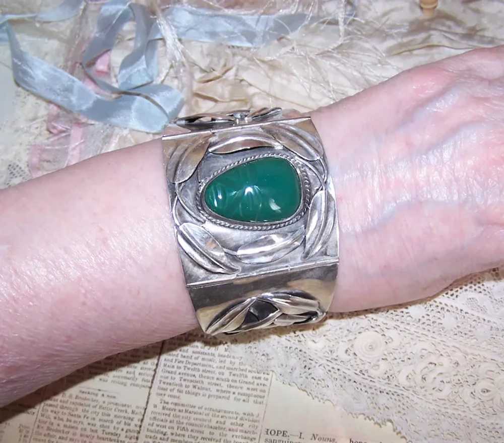 Made in Mexico Mexican Sterling Silver Green Onyx… - image 2