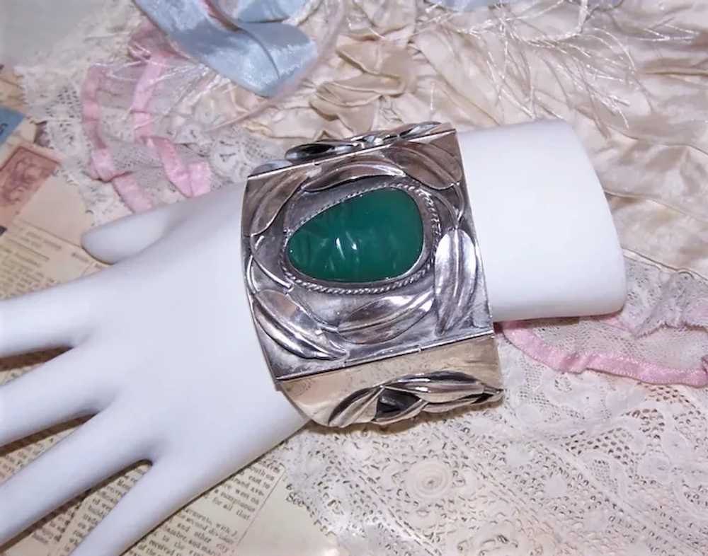 Made in Mexico Mexican Sterling Silver Green Onyx… - image 3