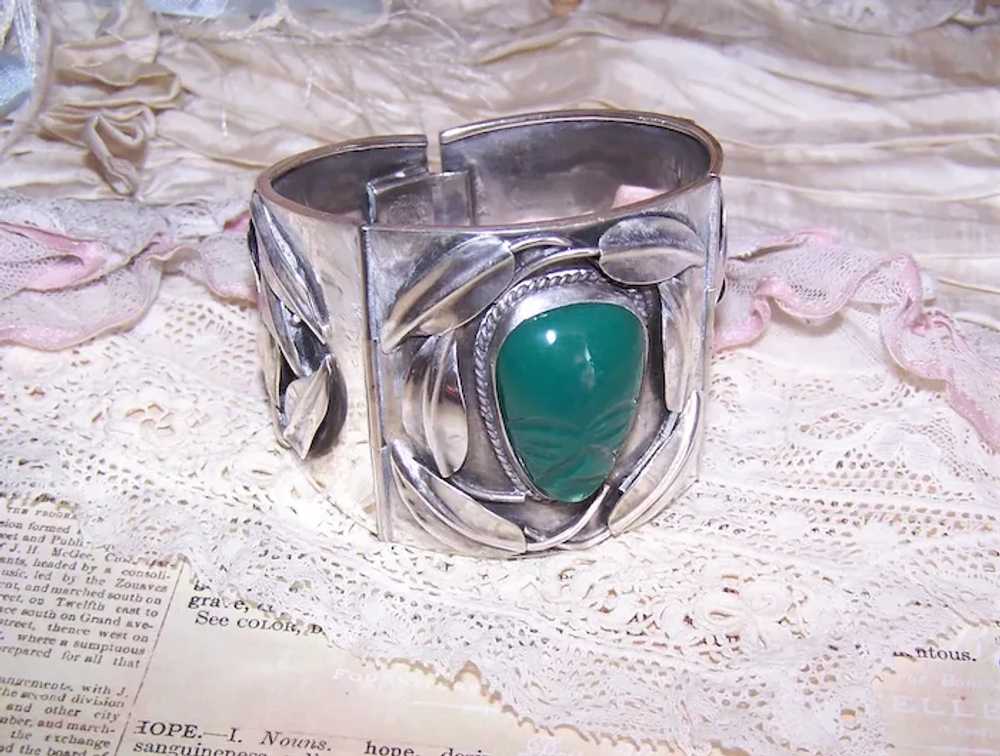 Made in Mexico Mexican Sterling Silver Green Onyx… - image 5