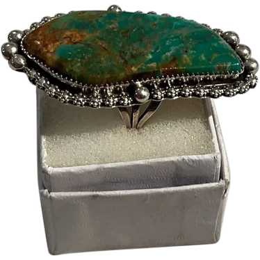 Sterling Silver and Vintage Turquoise Statement R… - image 1