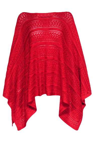 Ralph Lauren Purple - Red Knit Sweater Poncho Sz … - image 1