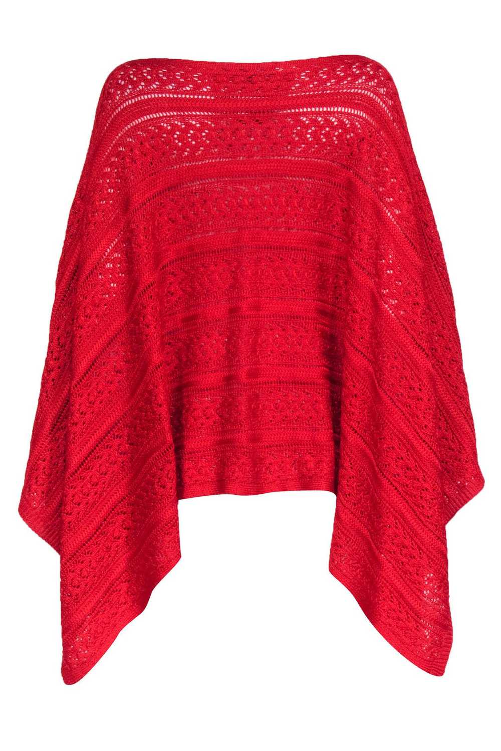 Ralph Lauren Purple - Red Knit Sweater Poncho Sz … - image 3