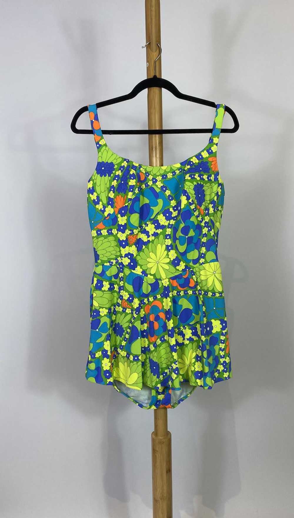 1960s Catalina Bright Psychedelic Floral Print Sw… - image 1