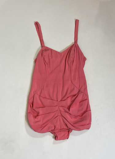 1950s Catalina Pink Ruched Hip Swimsuit