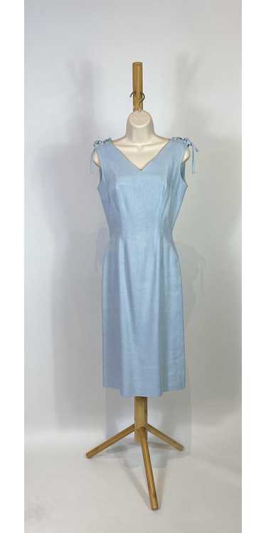 1950s - 1960s Anne Fogarty Blue Linen Day Dress