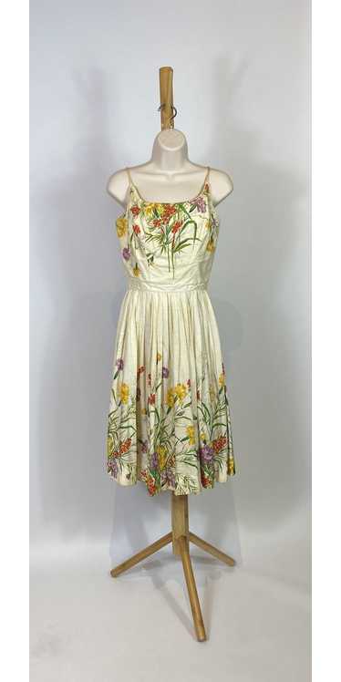 1950s Cover Girl Cream with Multicolor Floral Prin