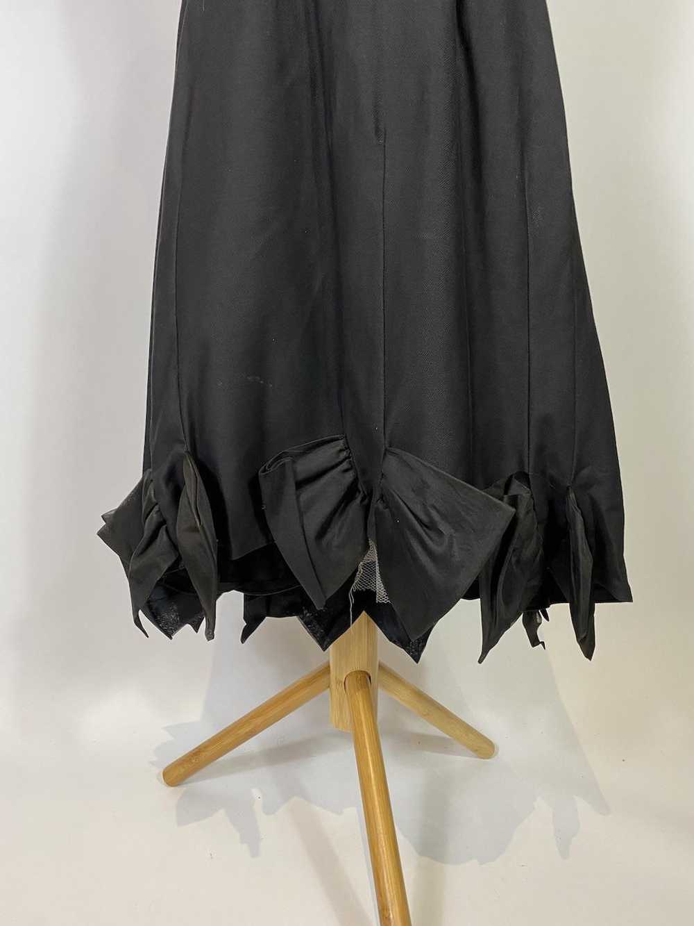 1950s Black Cotton Swing Dress with Silk Bow Trim - image 3