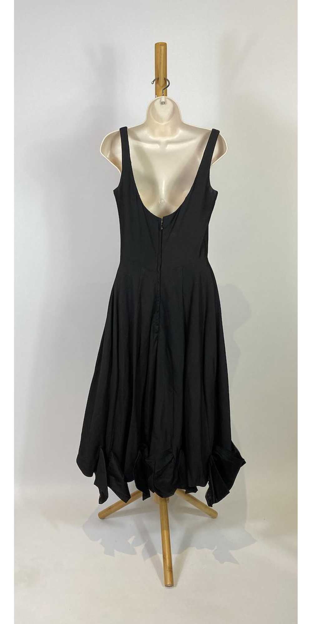 1950s Black Cotton Swing Dress with Silk Bow Trim - image 5