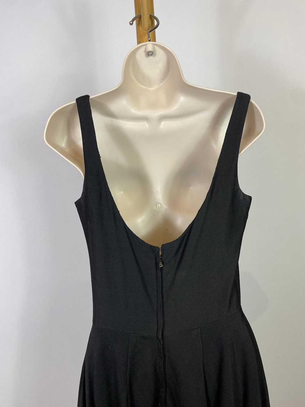 1950s Black Cotton Swing Dress with Silk Bow Trim - image 6