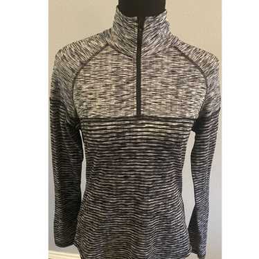 Avia Womens Track Jacket Medium Black Gray Snake Print Pullover 1/2 Zip  Unlined