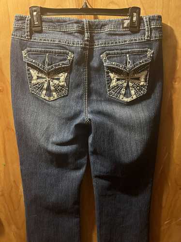 Earl Jean Blue Jeans Bling Embroidered Women's Size 11