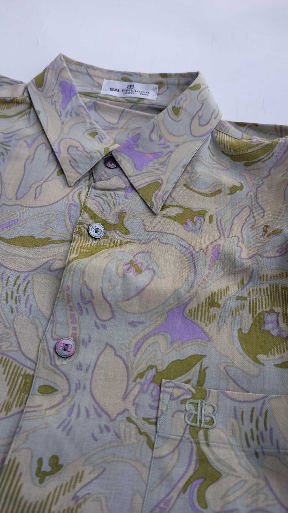 Balenciaga × Vintage 80s Balenciaga Silk Shirt Pa… - image 5