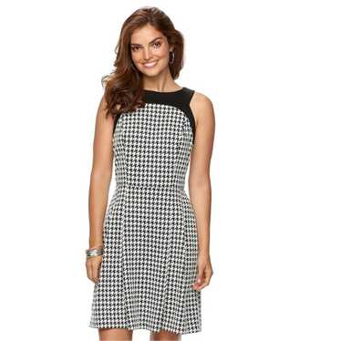 Chaps Chaps Houndstooth Fit and Flare Dress