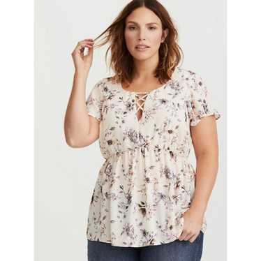 Other Torrid 1X Floral Short Sleeve Georgette Lat… - image 1