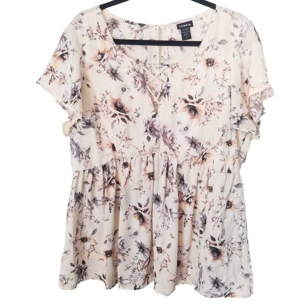 Other Torrid 1X Floral Short Sleeve Georgette Lat… - image 2