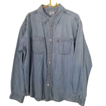 Vintage 90s Levi's Real Indigo Denim Button top Up Light Wash Long Sleeve