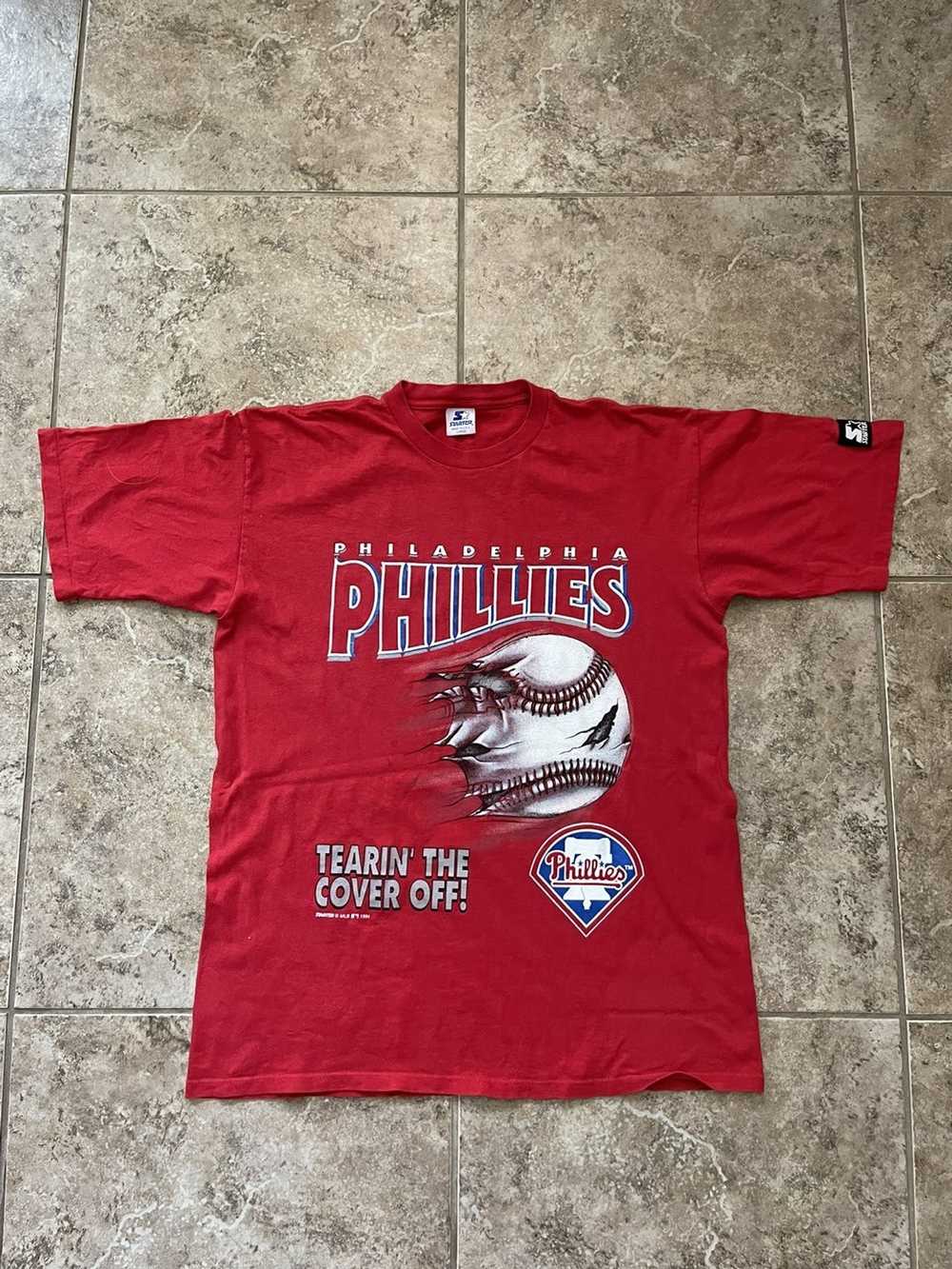 Vintage 90s Curt Schilling Phillies Starter Jersey L Sewn Red Mesh Shirt  MLB #38