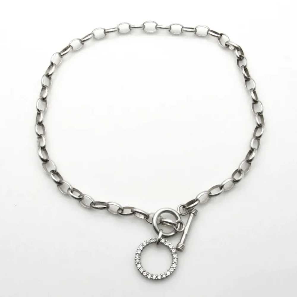 Sterling Silver and Rhinestones Link Necklace - 1… - image 10