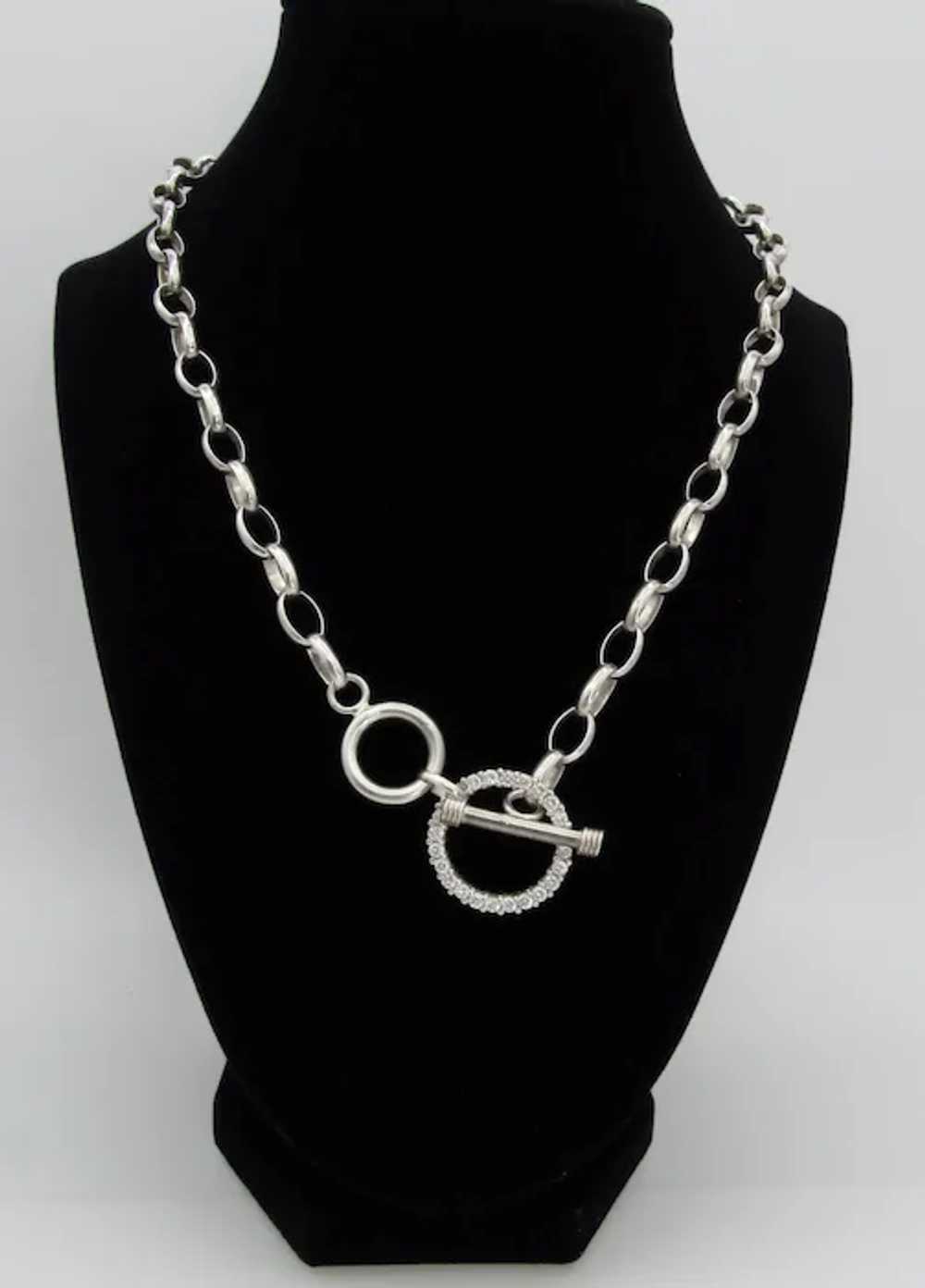 Sterling Silver and Rhinestones Link Necklace - 1… - image 12