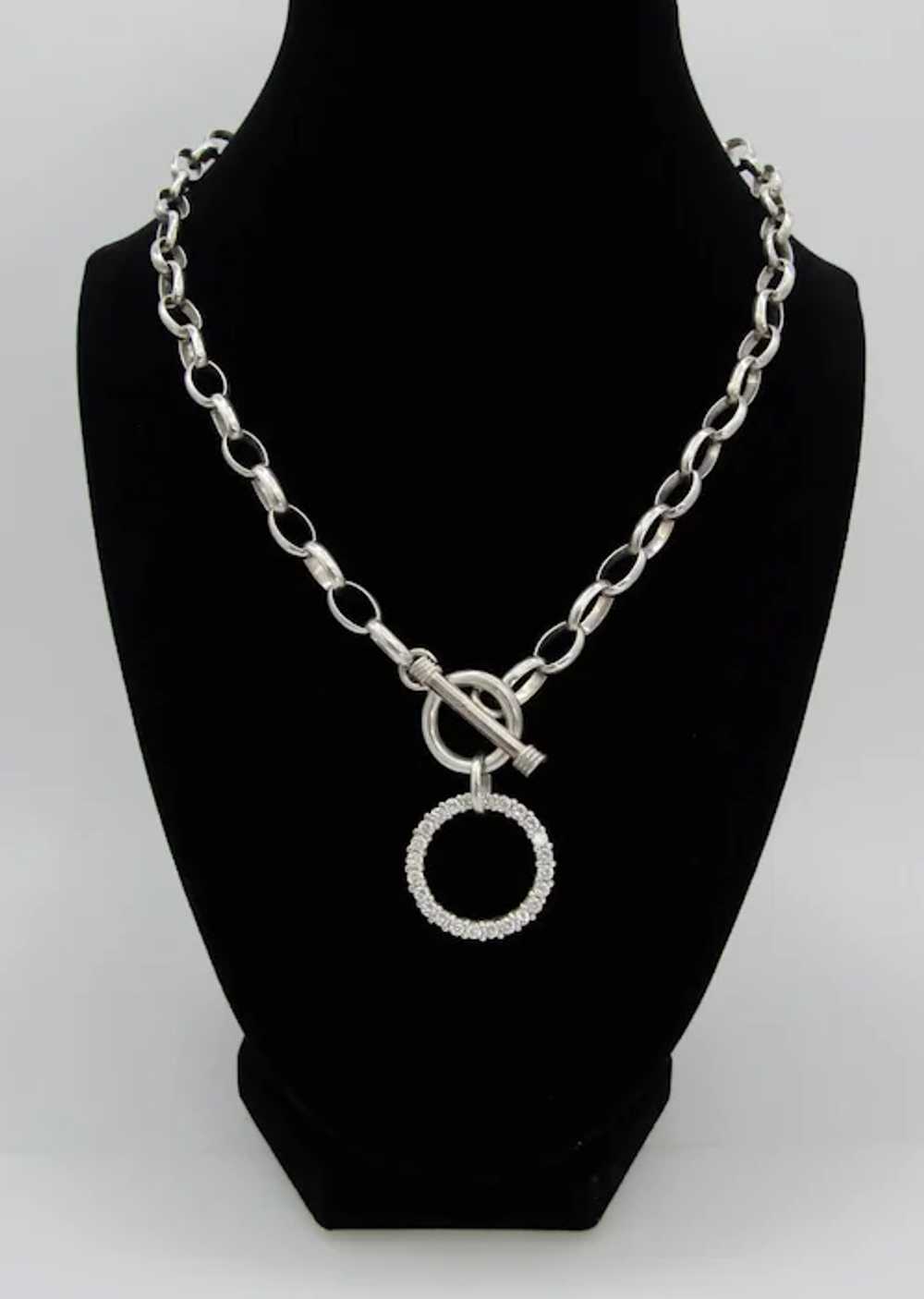 Sterling Silver and Rhinestones Link Necklace - 1… - image 6