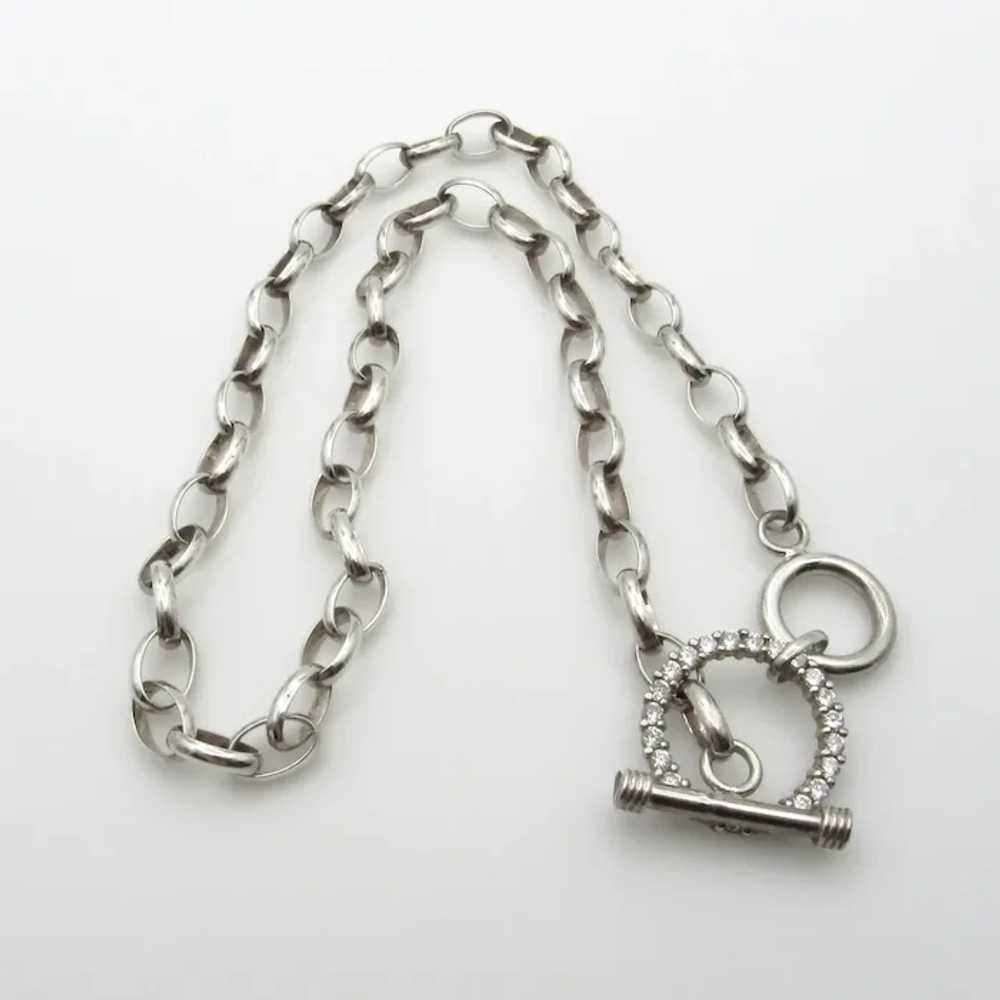 Sterling Silver and Rhinestones Link Necklace - 1… - image 7