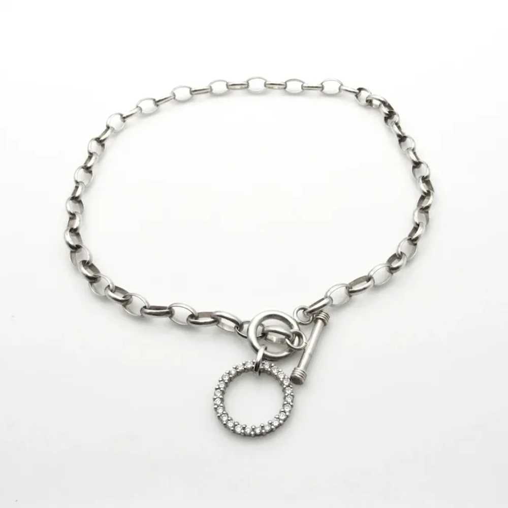 Sterling Silver and Rhinestones Link Necklace - 1… - image 9