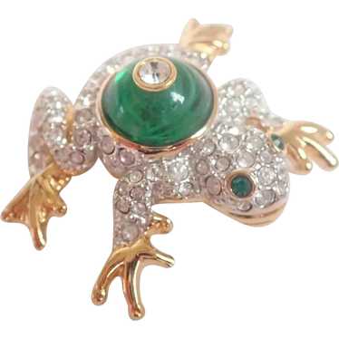 *Vintage Retired Swarovski Crystal Frog Pin Brooch