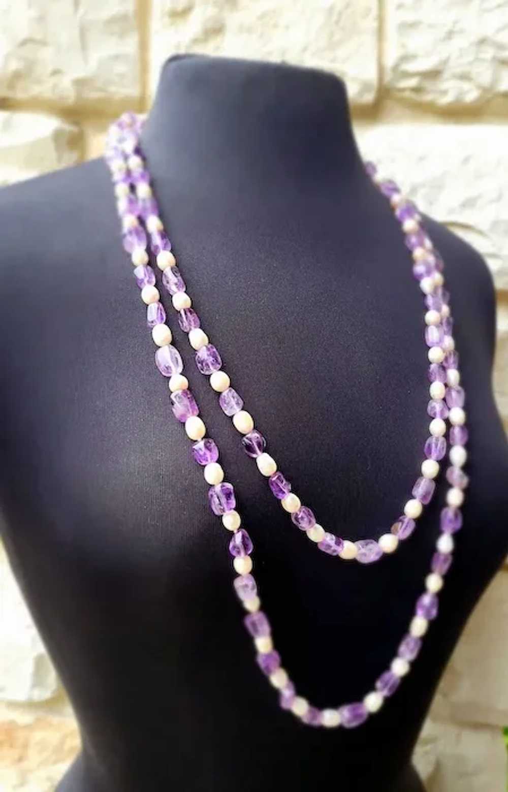 Vintage Freshwater Pearls and Natural Lavender Am… - image 3