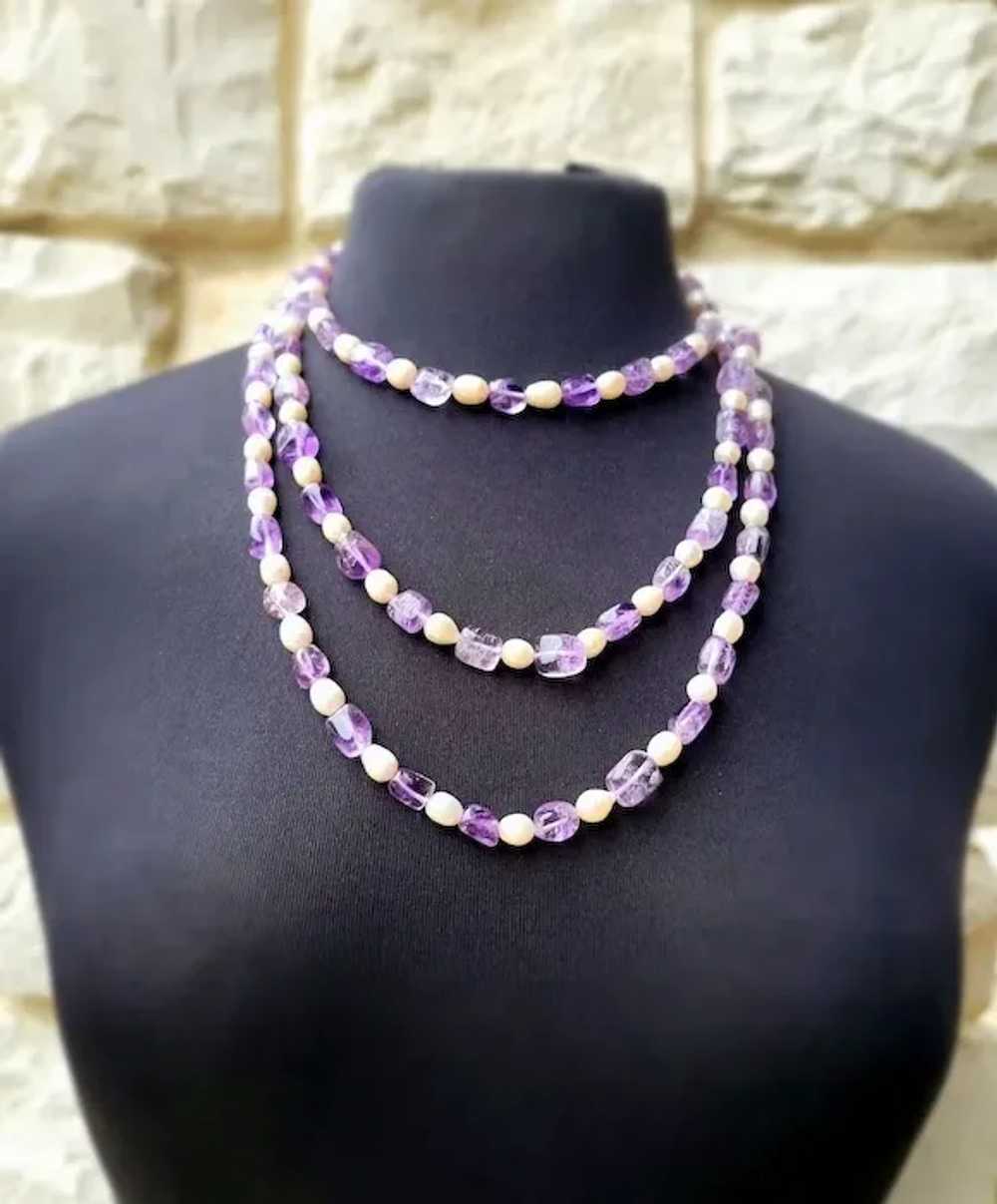 Vintage Freshwater Pearls and Natural Lavender Am… - image 4