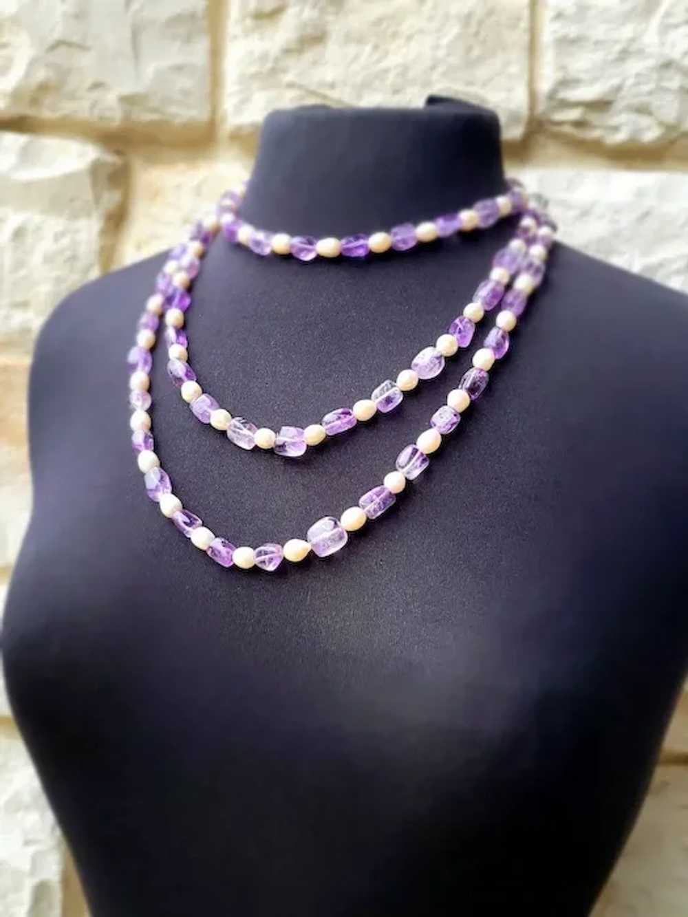 Vintage Freshwater Pearls and Natural Lavender Am… - image 5