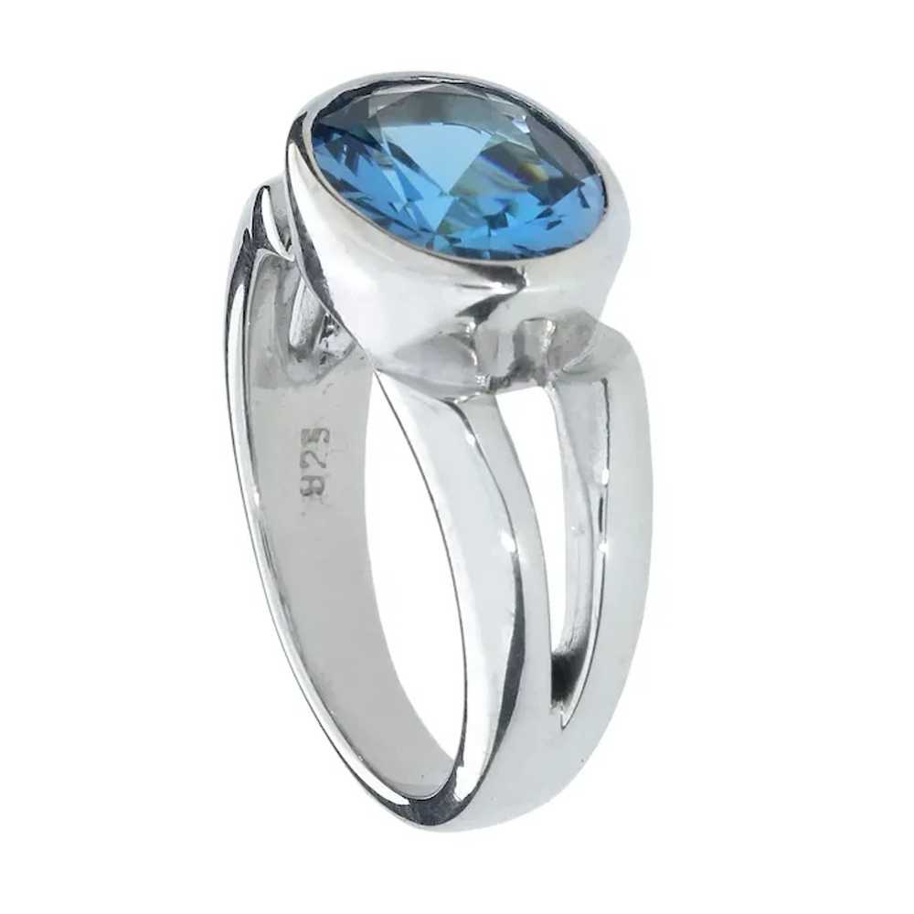 Sterling Silver 4.60ct Oval Blue Topaz Ring - image 4