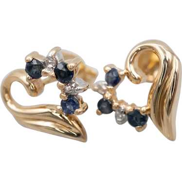 Sapphire and Diamond Heart Shaped Earrings