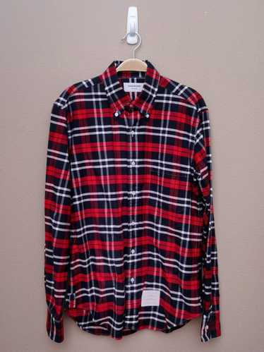 Thom Browne Thom Browne Red Navy Blue Plaid Shirt 