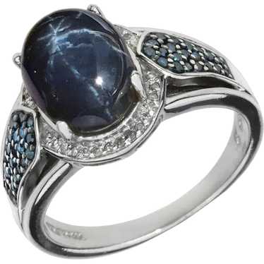 Sterling Silver 7.28ct Star Blue Sapphire & Blue … - image 1