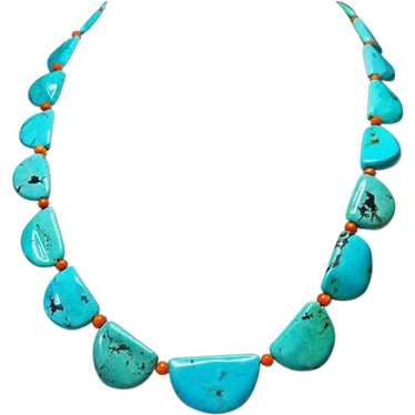 Natural Campitos Turquoise Half-Moon Necklace By … - image 1