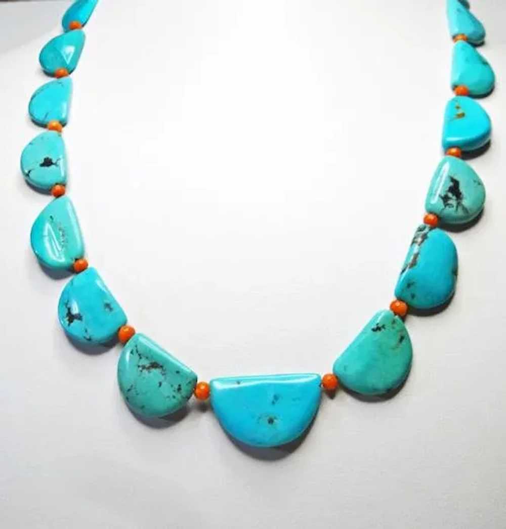 Natural Campitos Turquoise Half-Moon Necklace By … - image 2
