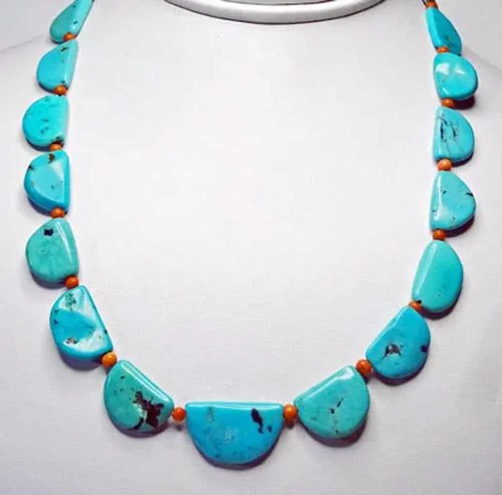 Natural Campitos Turquoise Half-Moon Necklace By … - image 3
