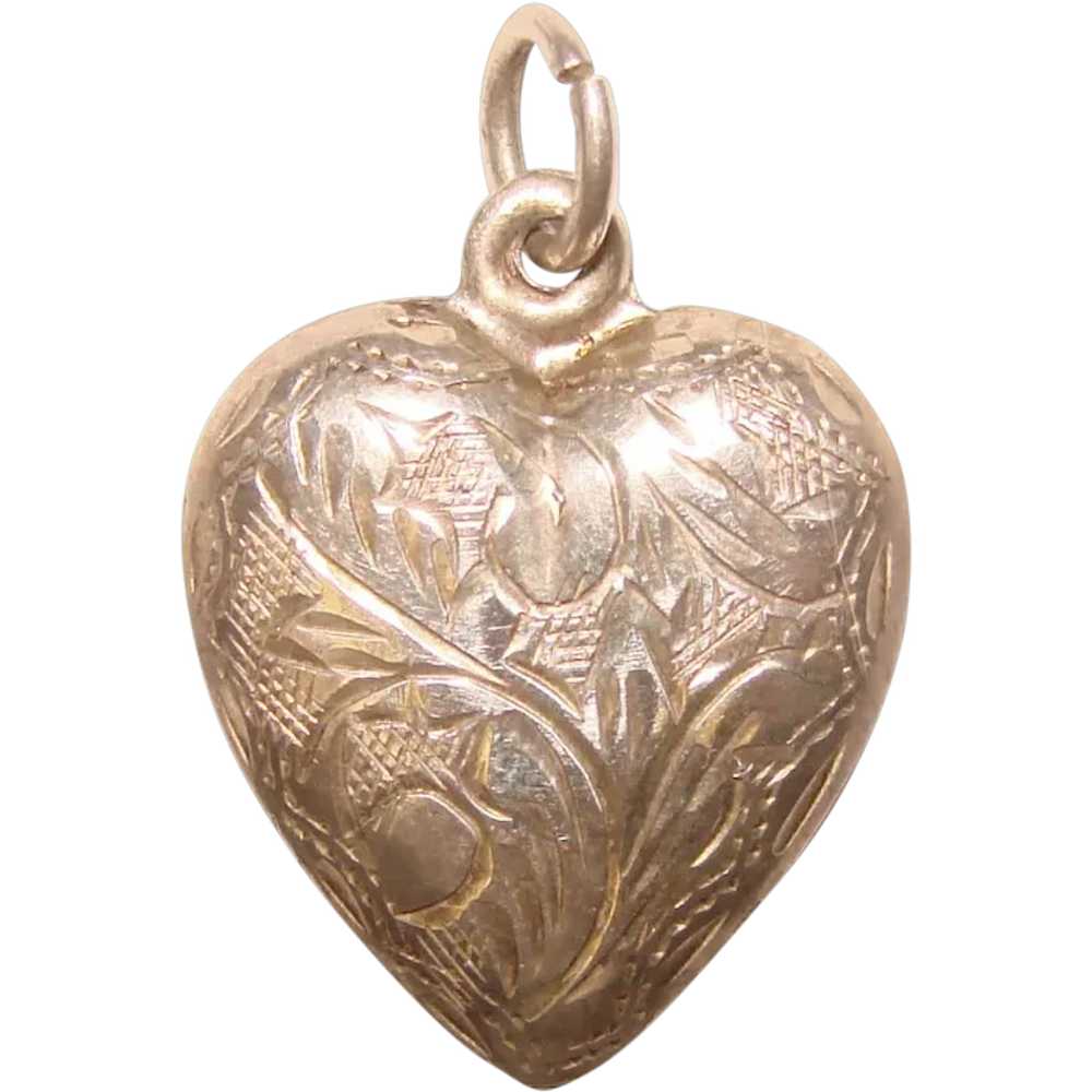 Gorgeous Sterling PUFFY HEART Engraved Design Pen… - image 1