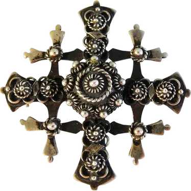 Vintage Taxco Ornate Mexican Jerusalem Cross Signe