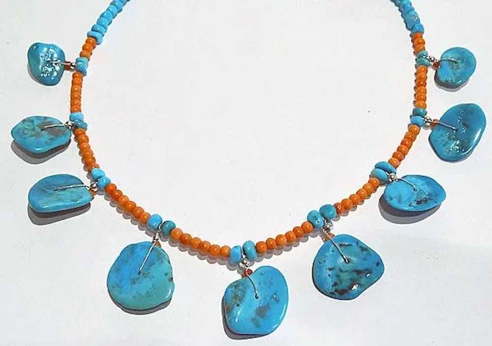 Sleeping Beauty Turquoise and Natural Coral Neckl… - image 4