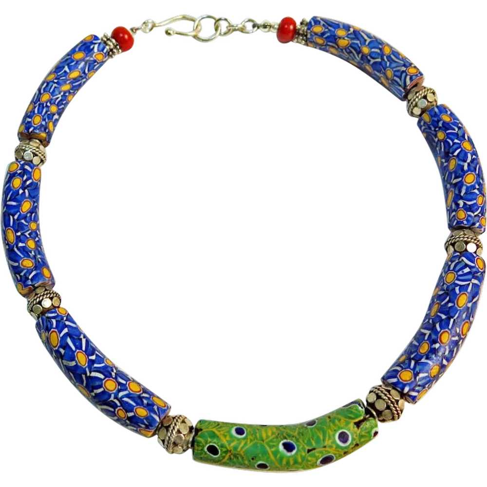 Old Venetian Millefiori Trade Beads Necklace By E… - image 1