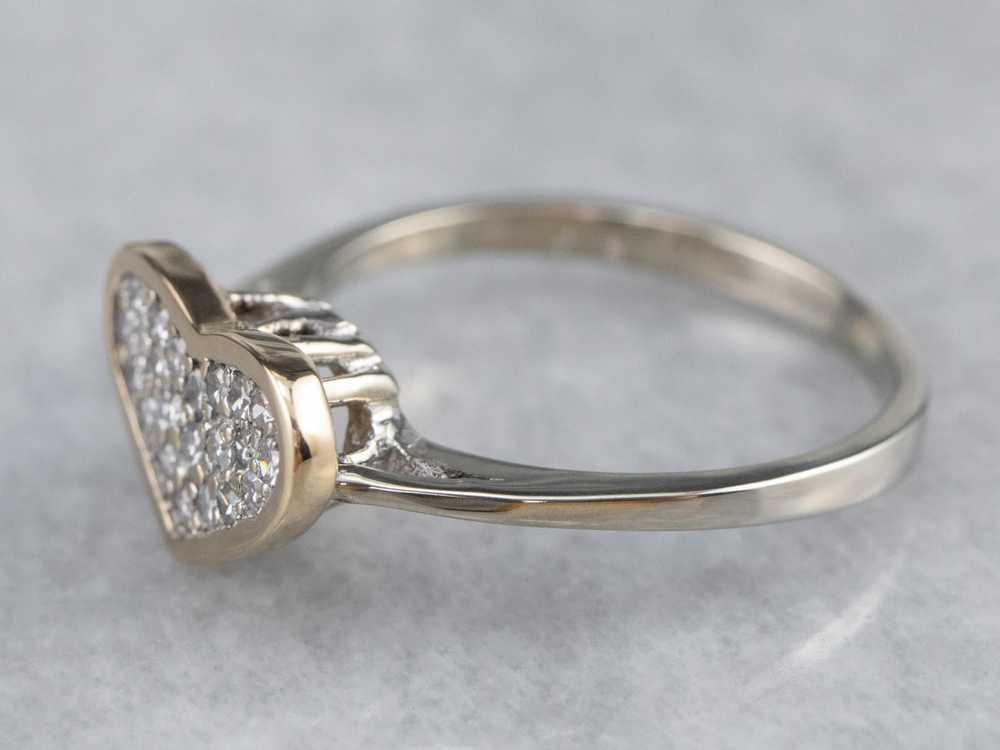 Diamond Heart Two Tone Gold Ring - image 4