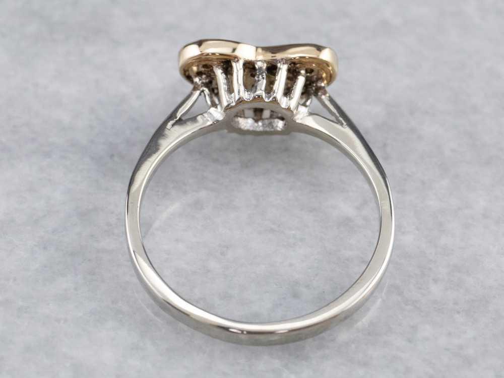 Diamond Heart Two Tone Gold Ring - image 5