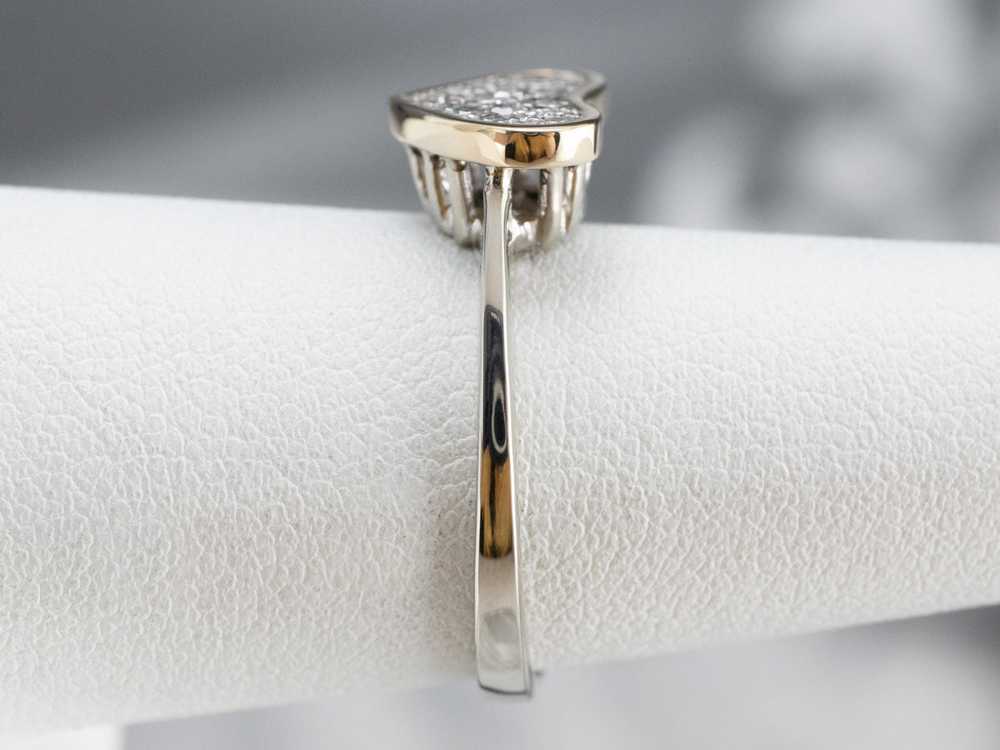 Diamond Heart Two Tone Gold Ring - image 9