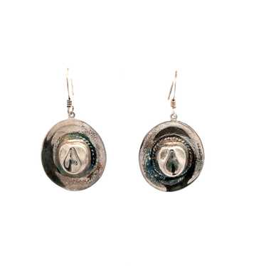 Sterling Silver Cowboy Hat Dangle Earrings - image 1