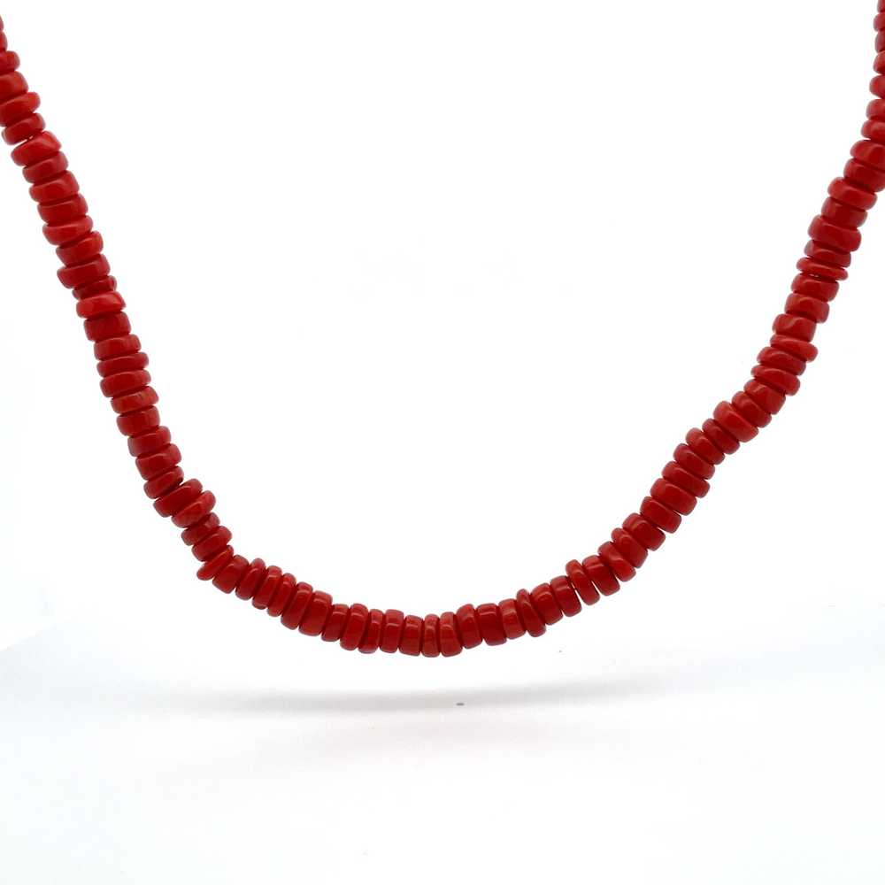 Vintage Beaded Coral Necklace 20" - image 1