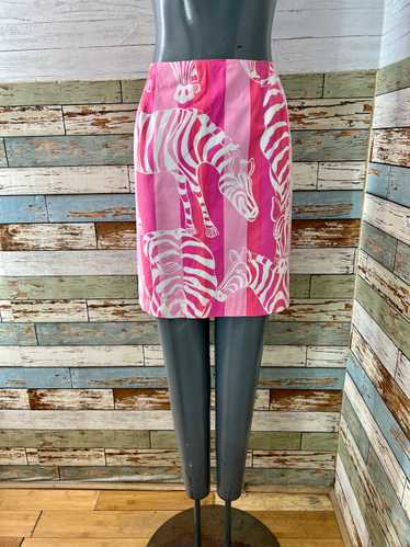 90’s Pink & White Zebra Print Skirt By Lilly Pulit